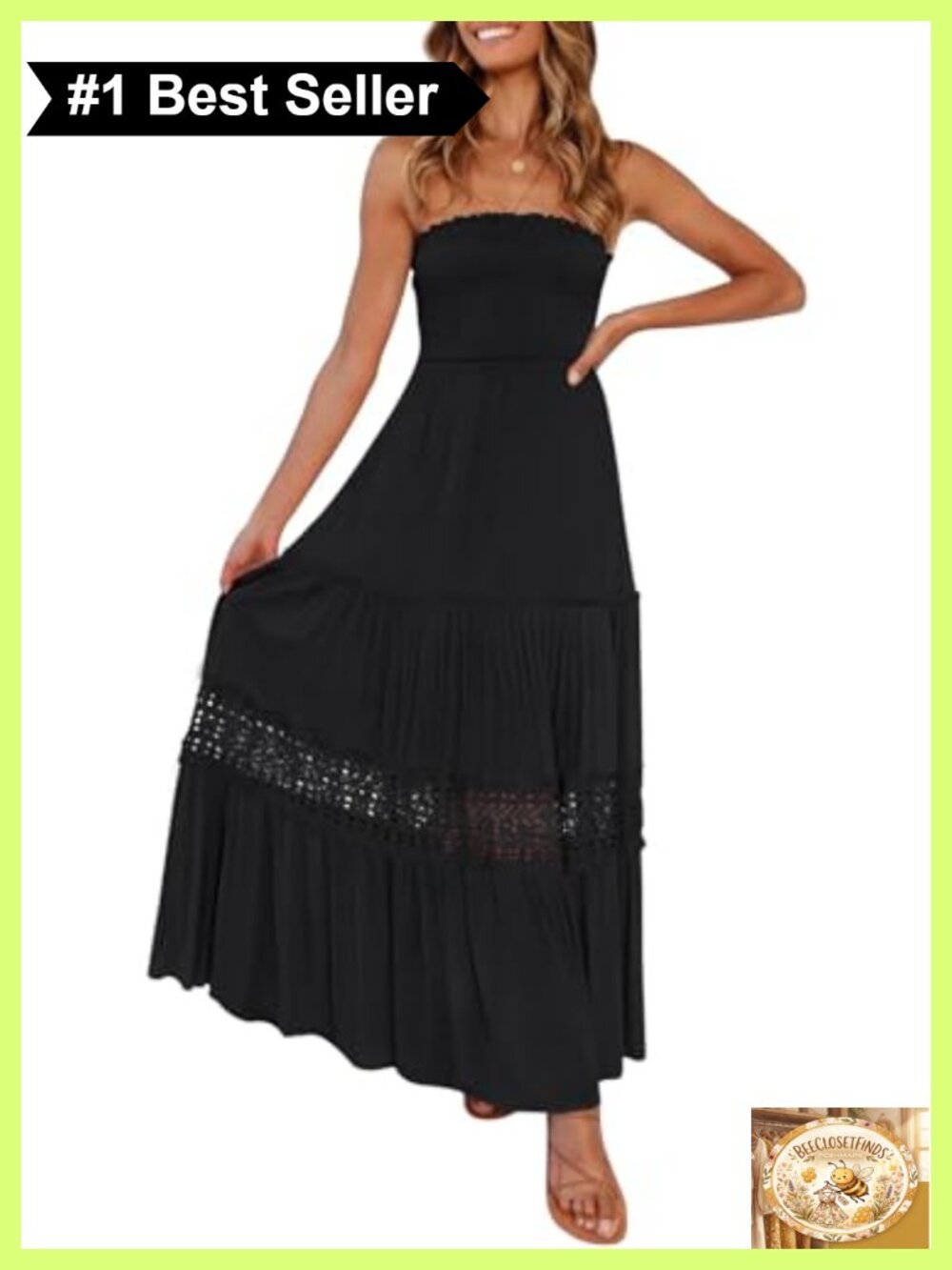 Womens Strapless Boho Maxi Dress Crochet Backless Off Shoulder Sleeveless